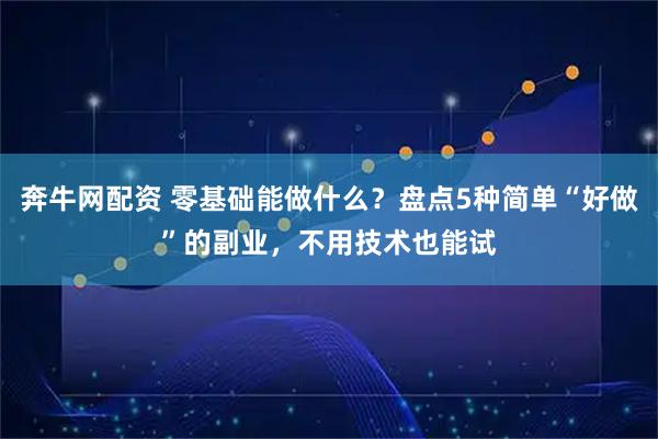 奔牛网配资 零基础能做什么？盘点5种简单“好做”的副业，不用技术也能试